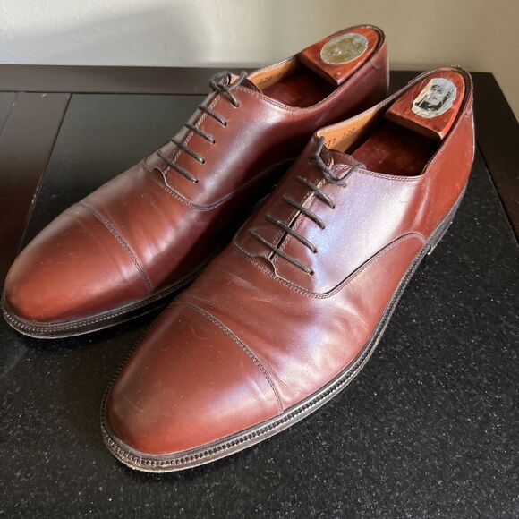 SALVATORE FERRAGAMO Brown Leather Cap Toe Oxford Shoes Men's Size 11.5 B Italy - Picture 2 of 16